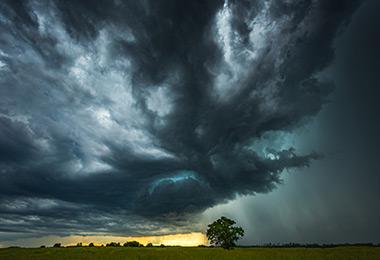 Storm clouds forming on a dark sky