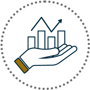 Hand holding chart icon