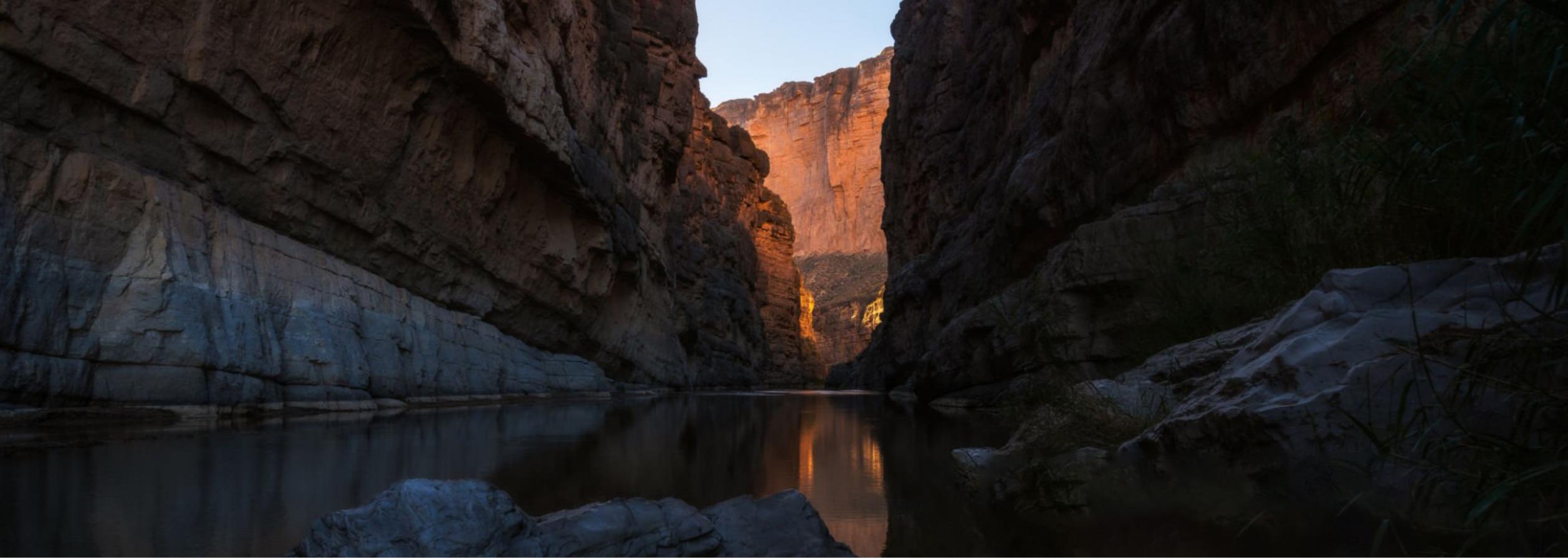 View of river between a canyon