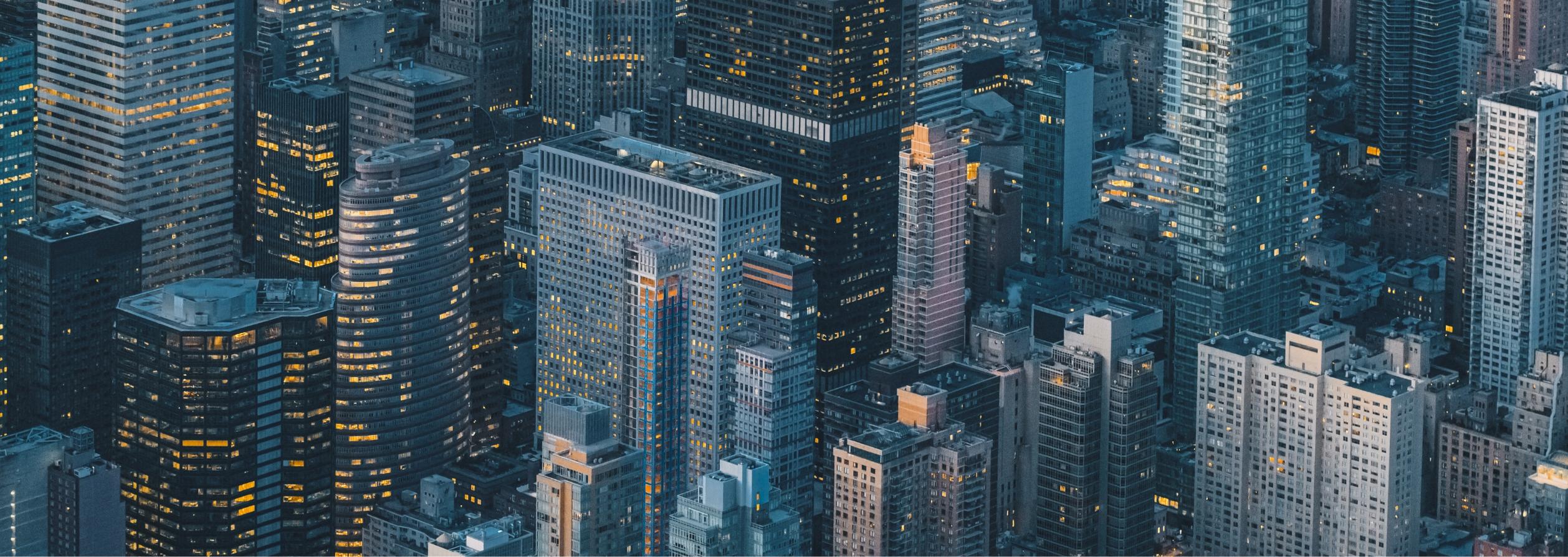 Metropolitan city seen from above in the evening