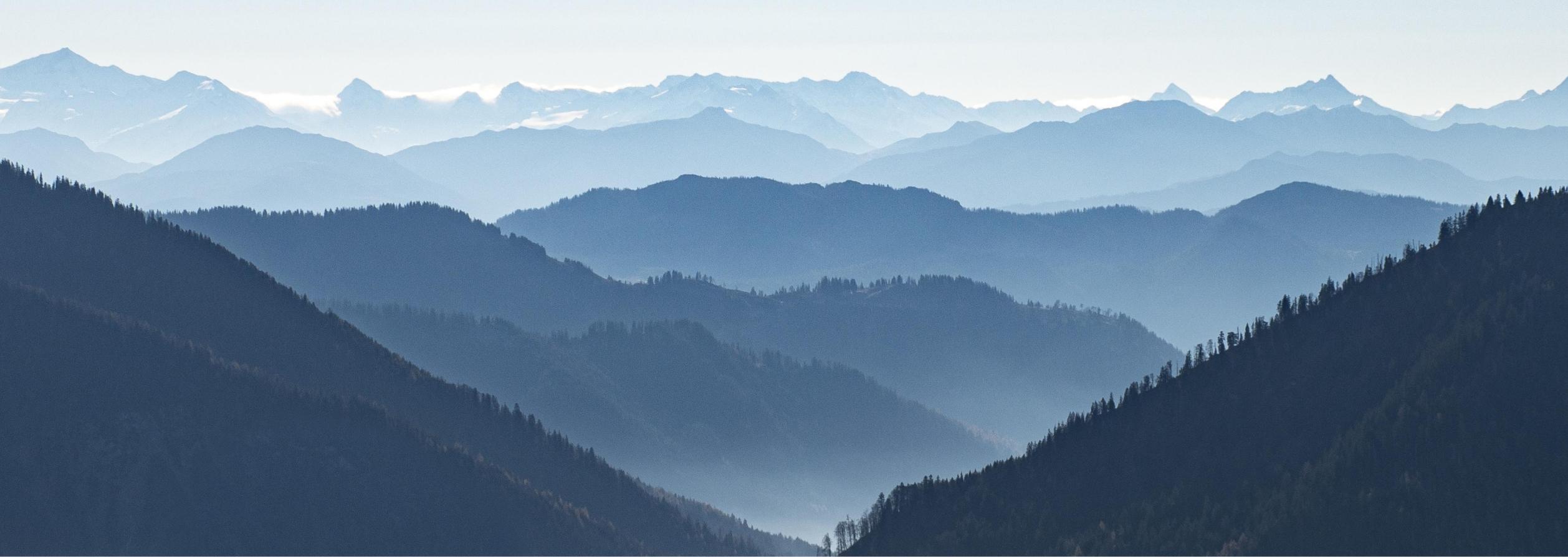 Misty mountain range
