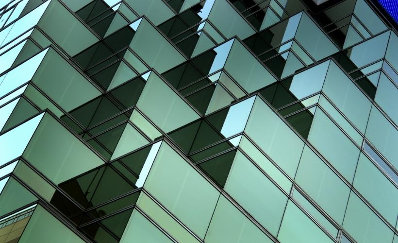 Abstract glass façade of a building