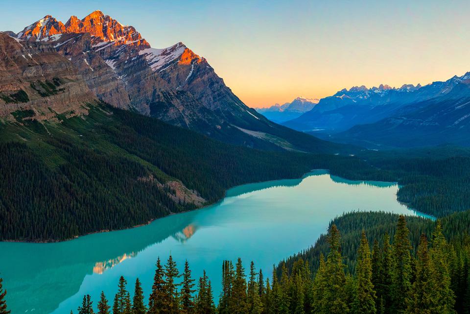 Peyto Lake in Banff National Park, Alberta, Canada at sunrise