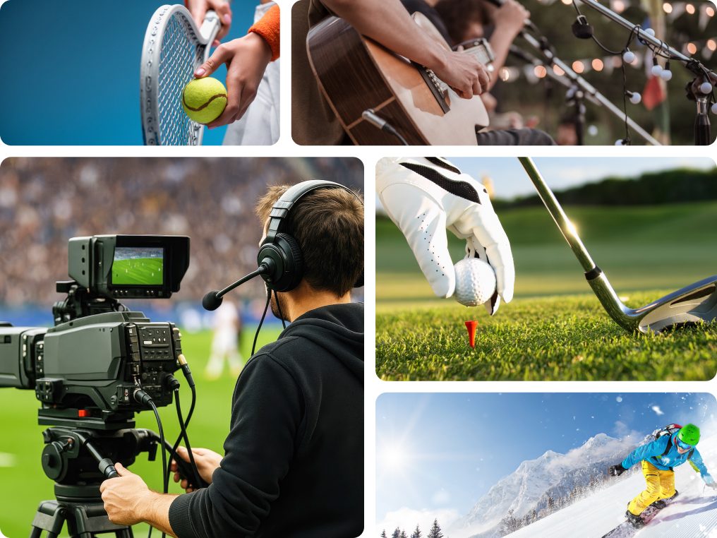 Grid of various sports