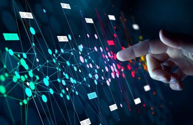 Finger touching screen with neural network image