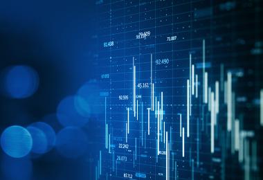 Stock chart on blue background