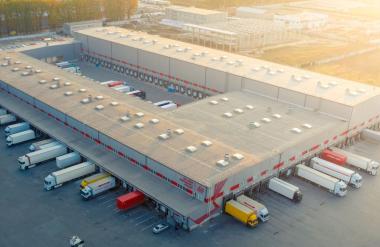 Aerial view of a warehouse